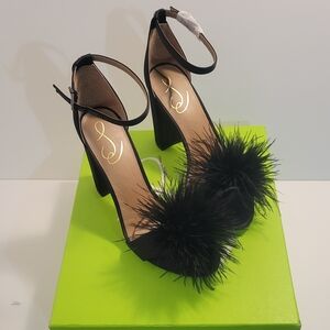Sam Edelman Black Feathered Heels